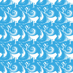 Blue swirl seamless pattern.