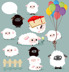 Obraz premium Cartoon sheep collection
