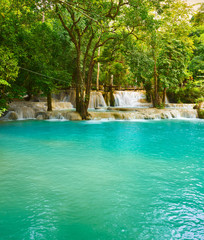 Obraz na płótnie Canvas Tat Sae Waterfalls. Beautiful landscape. Laos.