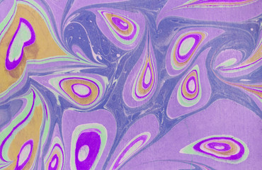 Ink marble texture. Ebru handmade wave background. Kraft paper surface. Unique art illustration. Liquid marbling texture.