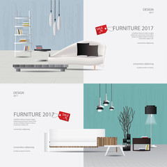 2 Banner Furniture Sale Design Template Vector Illustration
