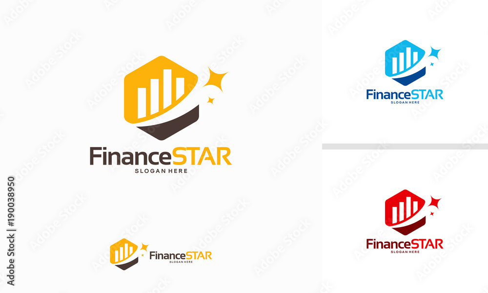 Wall mural star finance iconic logo designs concept vector, shiny stats logo template