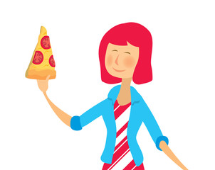 Casualyoung girl eating pizza