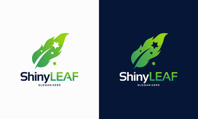 Shiny Nature logo, Shiny Leaf logo, Shiny Farm logo, Nature Star symbol template vector illustration