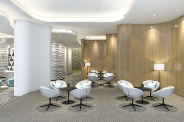 Fototapeta na wymiar 3d rendering cozy chair in luxury hotel lounge and reception