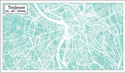 Toulouse France City Map in Retro Style. Outline Map.