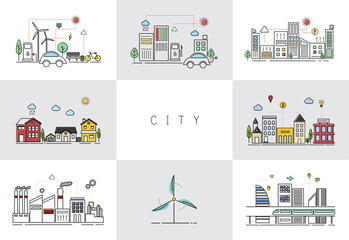 Eco friendly city illustration