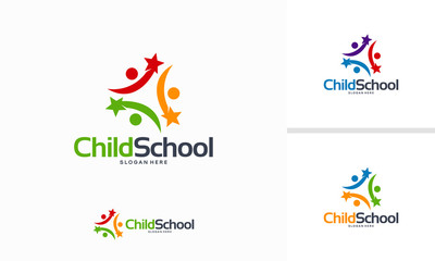Fototapeta na wymiar Child School logo designs concept, Community Star Logo template vector