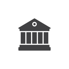 Bank building icon vector, filled flat sign, solid pictogram isolated on white. Universal building with columns symbol, logo illustration.