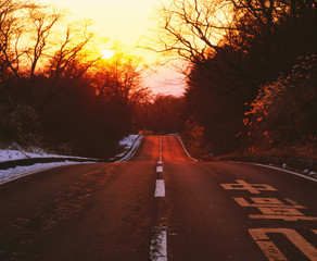 夕暮れの道