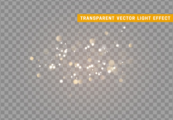 Light effect gold bokeh with transparent background.