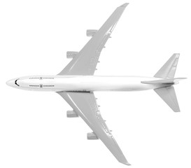 maquette d'avion à carlingue blanche vue par dessus 
