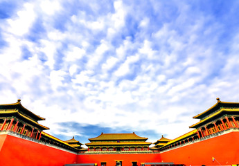 Meridian Gate Entrance Gugong Forbidden City Palace Beijing China