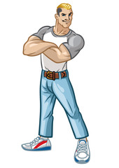 fitness men crossed his hands