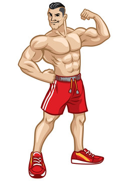 picture Muscle Man Drawing Cartoon https stock adobe com images fitness men pose by showing his athletic body 190041199 start checkout 1 content id 190041199