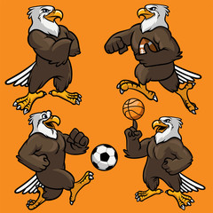 Naklejka premium zestaw maskotki sportowej orła