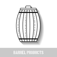 Wooden barrel. Flat icon silhouette on a white background. Vector