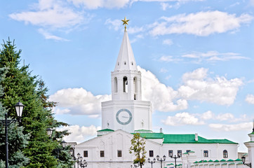 Fototapeta na wymiar Spassky Tower of the Kazan Kremlin with a clock