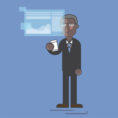 Businessman in a digital presentation