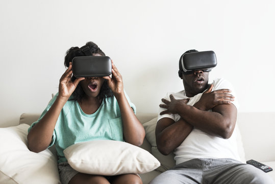 African Descent Couple Using VR 