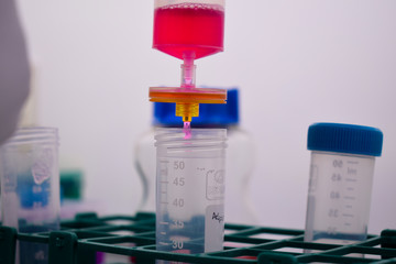 A cell medium filtered with a scientific equipment