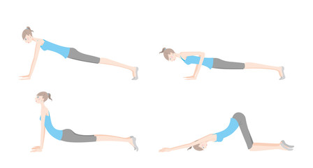 Naklejka premium ヨガをする女性のイラスト