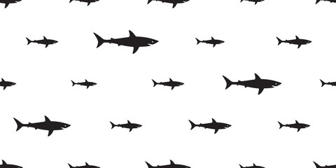 shark vector seamless pattern fish isolated sea ocean wallpaper background