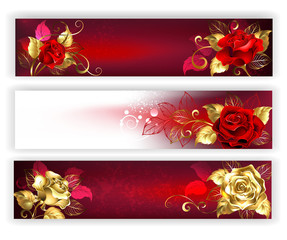Horizontal banners with jewelry roses