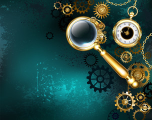 Magnifier in steampunk style