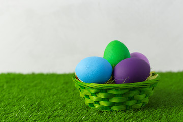 Easter eggs on the grass