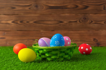 Easter eggs on the grass