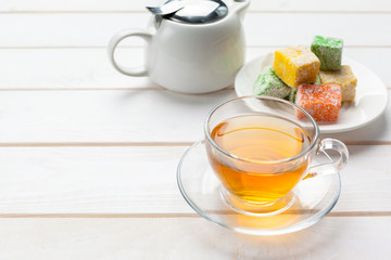 tea on the wooden table