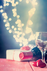 valentine background of wine and candle
