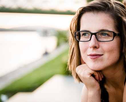 Closeup Of Thoughtful Woman Looking Away