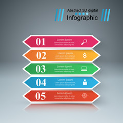 3D infographic design template and marketing icons.