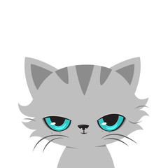 Fototapeta premium Angry cat cartoon. Cute cranky cat, vector.