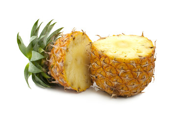 pineapple with slices isolated Clipping Path