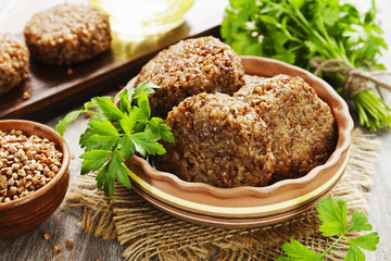 Vegetarian cutlets of buckwheat