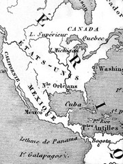 古い世界地図　北米大陸