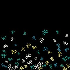 Festive Background with Colorful Bows. Cute Pattern for Postcard, Print, Banner or Poster. Small Pretty Bows For Party Decoration, Wedding, Birthday or Anniversary Invitation. Vector