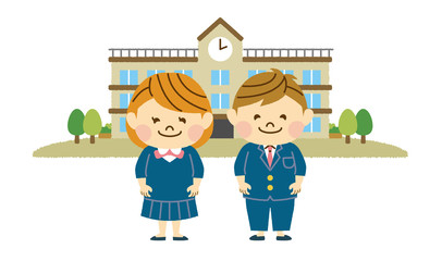 学校と男女の学生