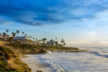 La Jolla Beach Sunset - obrazy, fototapety, plakaty