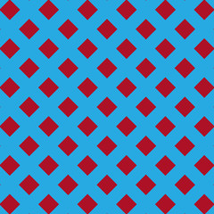 Geometric background with red squares on blue.Vector.