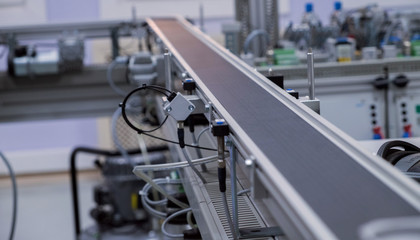 Industry 4.0 concept, smart factory manufacturing line is equipped with sensors. industrial automation line.