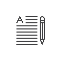 Text font and pen line icon, outline vector sign, linear style pictogram isolated on white. Symbol, logo illustration. Editable stroke
