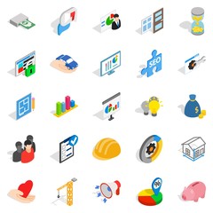 Finance banking icons set, isometric style