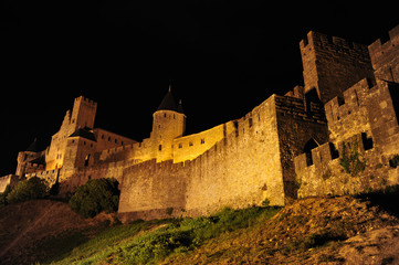 Fototapeta na wymiar Carcassonne medieval city by night