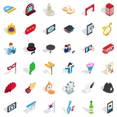 Manners icons set, isometric style
