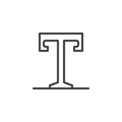 Text line icon, outline vector sign, linear style pictogram isolated on white. Letter T symbol, logo illustration. Editable stroke