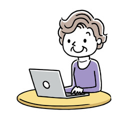 シニア女性：インターネット、パソコン
